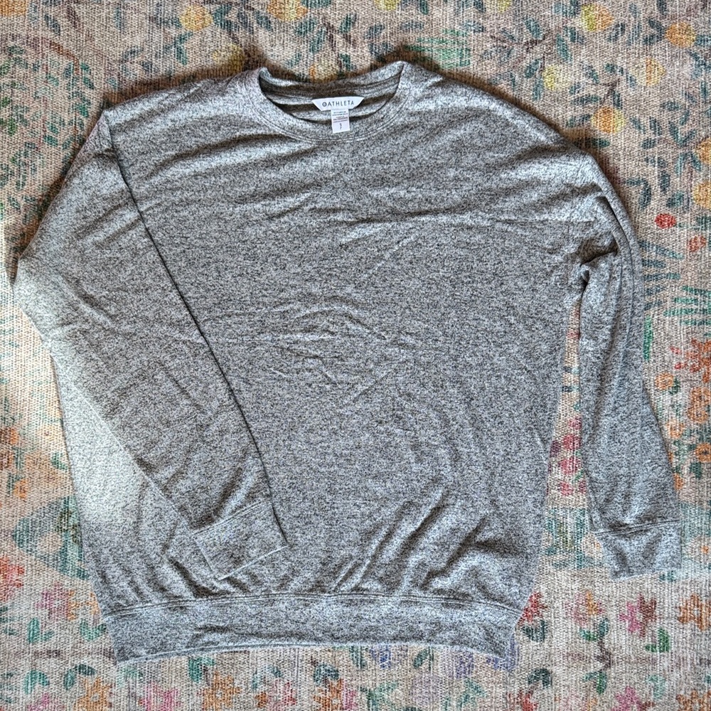 Athleta Heather Gray Women’s S Mindful Pullover Crewneck Sweater EUC